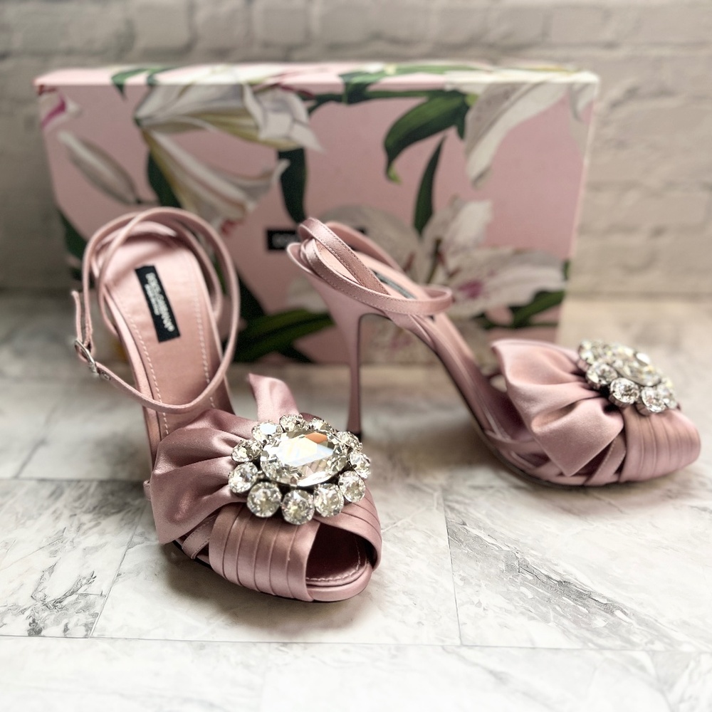 NEW Dolce & Gabbana Embellished Peep Toe Sandals 38EU